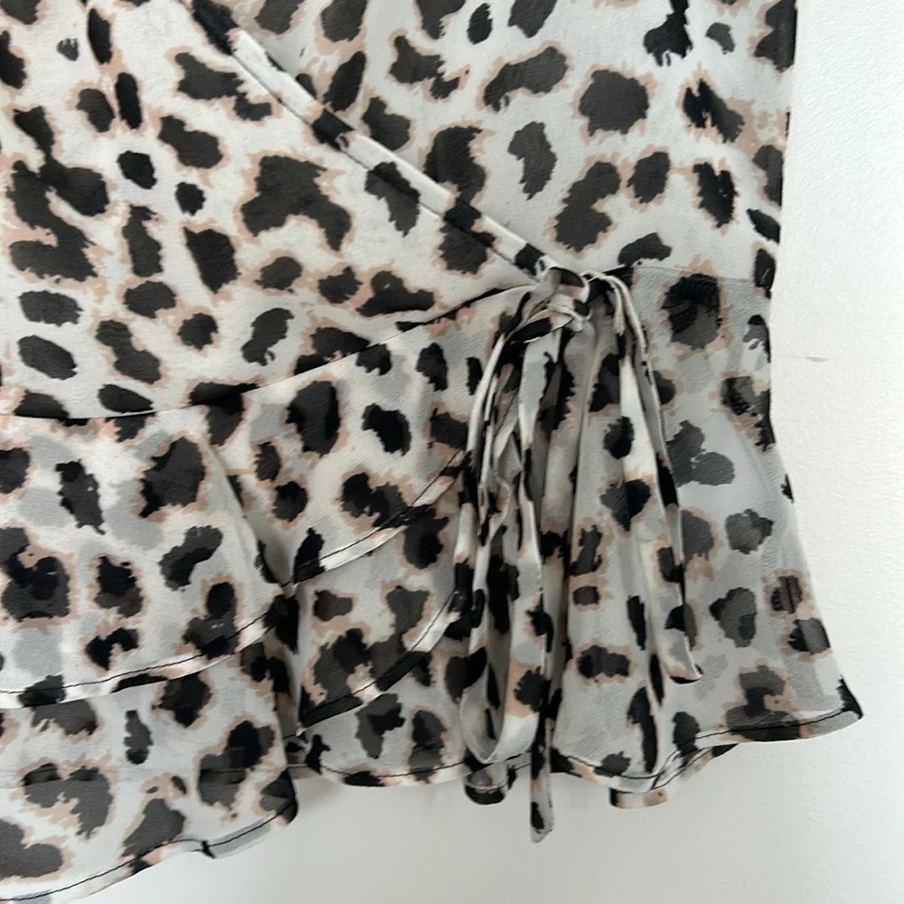 Express White Sheer leopard print blouse, Small